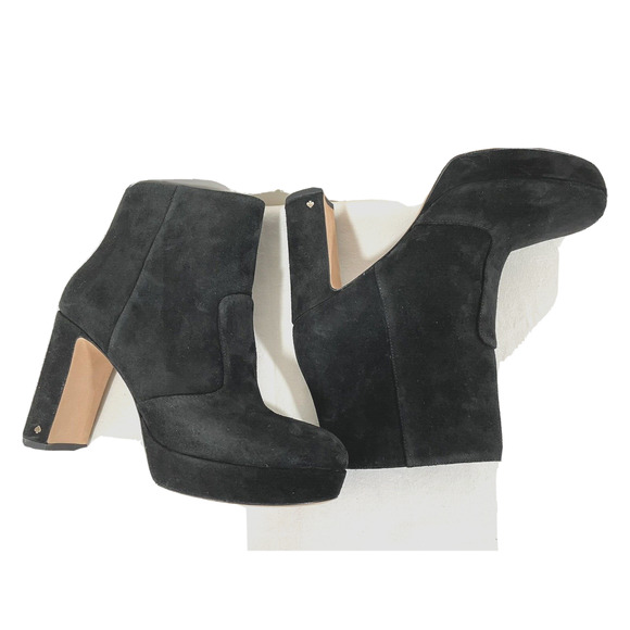 Kate Spade Barrett Ankle Booties Logo Black Suede Side Zip - Picture 6 of 11